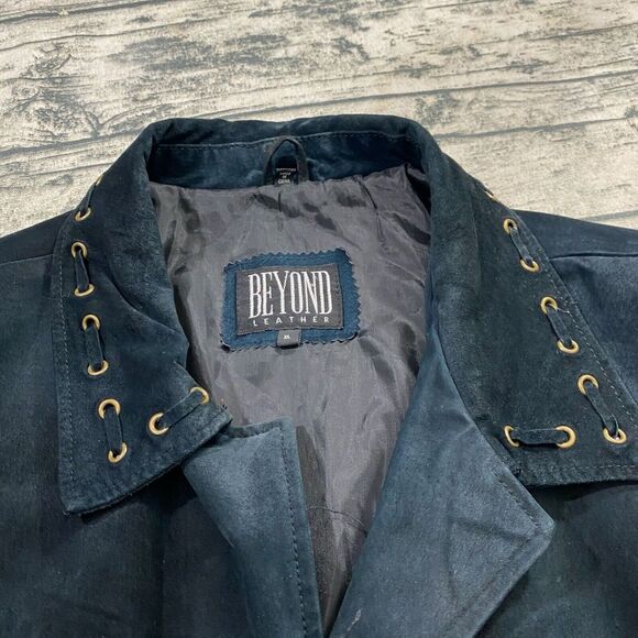 VTG Beyond Leather Mens Western Black Fringe Suede Jacket SZ XL 80s Flaws‎ - Picture 11 of 13